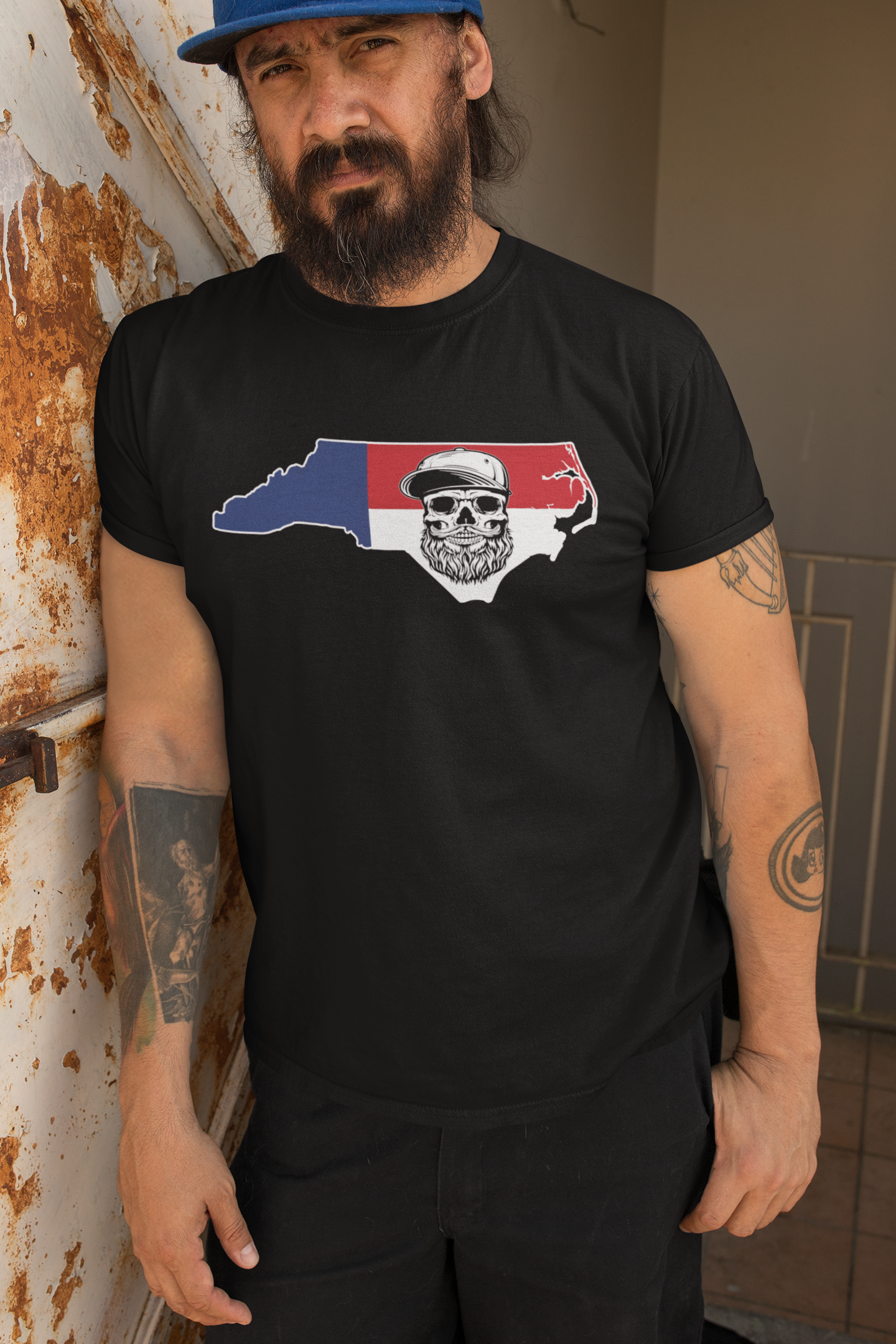 North Carolina Bearded Skull Tee: Bold Style for the Bearded Tar Heel